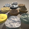 Garden Landscape Featuring Circular Landform Models With Various Colors And Textured Mountain Water Details