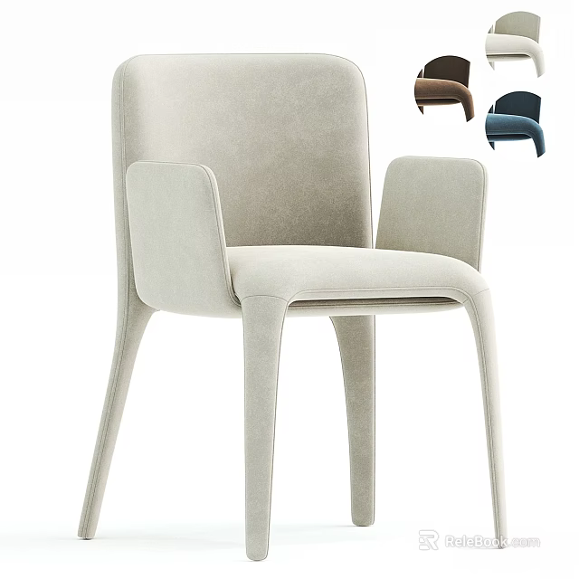 Modern Upholstered Single Chair With Armrests Slim Legs And Multiple Color Options 3d model 