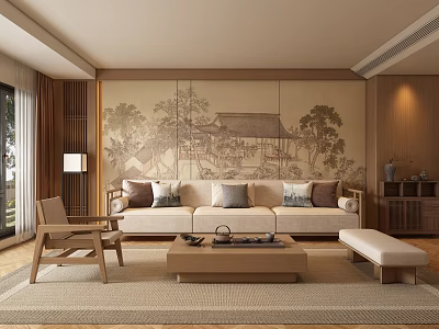 Song Style New Chinese Style Living Room Sofa 3d model