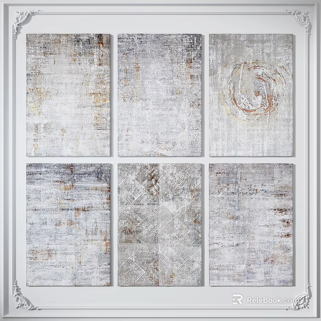 Modern Square Rugs With Diverse Abstract Patterns And Neutral Tone Textures 3d model 