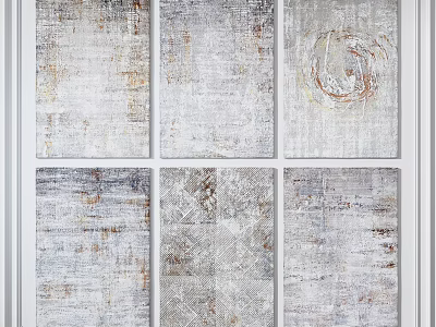 Modern Square Rugs With Diverse Abstract Patterns And Neutral Tone Textures 3d model