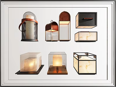 Modern Outdoor Lights With Various Designs Metal Frames And Glass Panels 3d model
