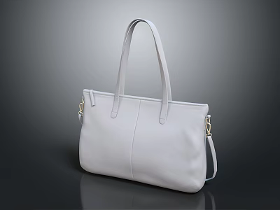 Stylish White Leather Tote Bag With Simple Design Top Handles And Removable Strap 3d model