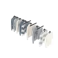 Loose Fit And Striped Casual Clothes Hanging On Hangers In White Gray Blue