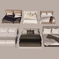Various Double Bed Designs In Neutral Tones With Pillows And Bedding 3d model