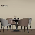 Poliform Modern Negotiation Table With Elegant Chairs Soft Upholstered Seats Indoor Setting 3d model