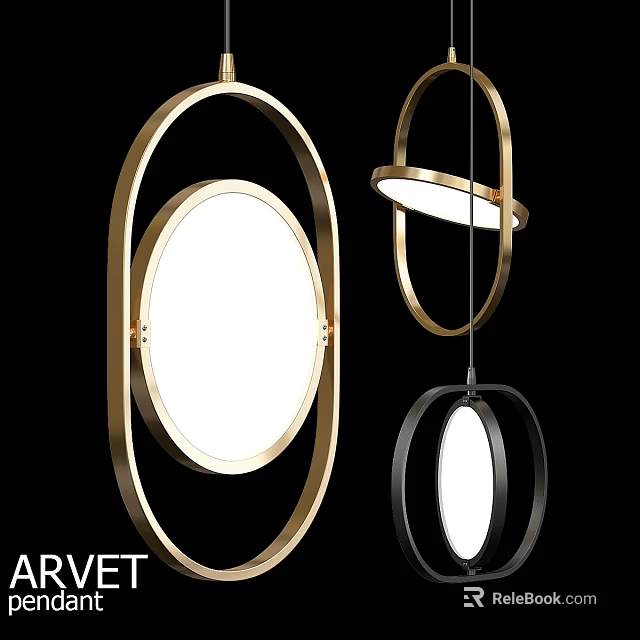 Modern Gold And Black Circular Ring Design Pendant Lights For Interior Decor 3d model 