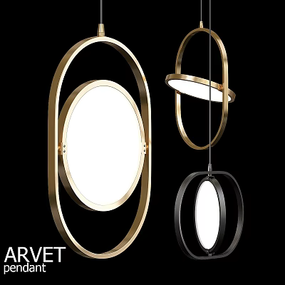 Modern Gold And Black Circular Ring Design Pendant Lights For Interior Decor 3d model