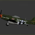 Green Military Airplane Model With White Stars Black Yellow Propeller And Detailed Design