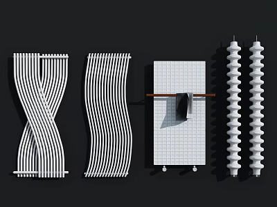Different Design Radiator Types Including Crossed Wavy Grid And Spiral Patterns 3d model