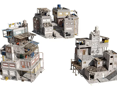 modern architecture slums residential buildings villager houses in the city 3d model