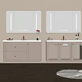 Modern White Bathroom Vanity Cabinet With LED Mirror Drawers And Glass Doors