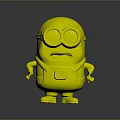 Minion Character Figure With Yellow Body Big Eyes Red Mouth Purple Overalls And Goggles