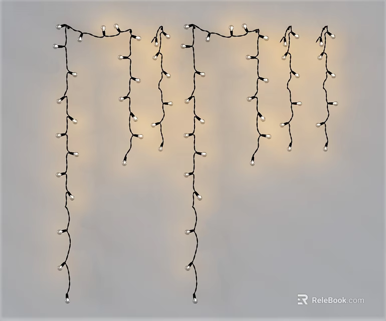Elegant Hanging Decorative String Lights With Warm White Small Bulbs For Indoor Decoration 3d model 