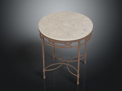 Elegant Round Side Table With Marble Tabletop And Delicate Metal Legs 3d model