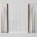 Light Colored Striped Curtains With Simple Modern Design And Soft Fabric 3d model