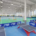 Indoor Sports Hall With Table Tennis Tables And Badminton Courts For Fitness Training