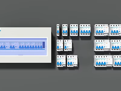 Modern Electrical Switch Panel With Distribution Box And Circuit Breakers For Home Installation 3d model