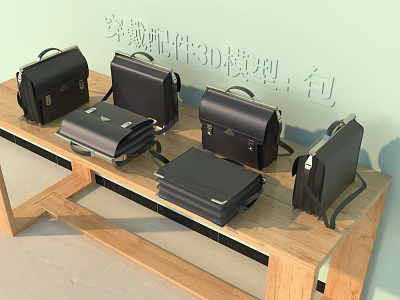 Stylish Perfume Cosmetics 3D Models Display With Glass Bottles And Wooden Racks 3d model