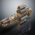 Large Sci Fi Mechanical Weapon With Multiple Cannons Metallic Armor And Shiny Surface