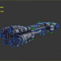 Futuristic Spaceship 3D Model With Blue Engines And Space Exploration Design