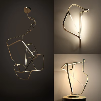 Modern Unique Table Lamp With Geometric Metal Frame And Stylish Lighting Design 3d model