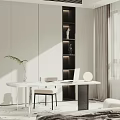 Modern Minimalist Bedroom Interior Design With Large Windows Beige Curtains White Armchair And Bed