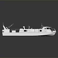 White Boat 3D Model With Long Hull Deck Cockpit Railings Equipment Gray Background And Reflection