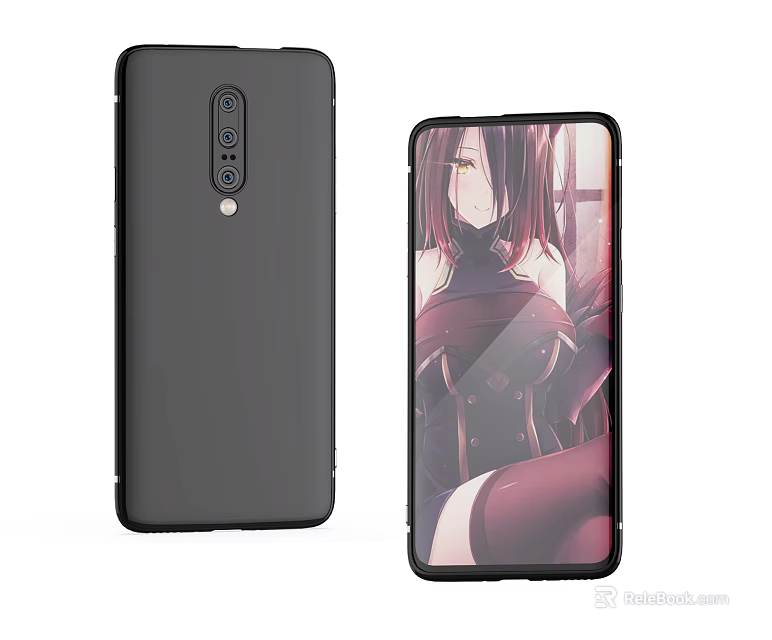 Modern Smartphone With Rear Camera Setup And Front Display Featuring Anime Character Wallpaper 3d model 