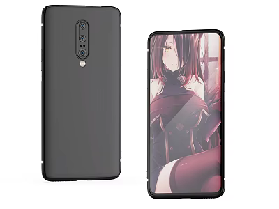 Modern Smartphone With Rear Camera Setup And Front Display Featuring Anime Character Wallpaper 3d model