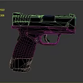 Black Modern Tactical Pistol With Green Sight And Detailed Grip Design