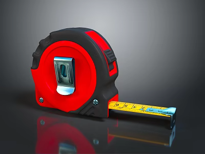 Red And Black Retractable Tape Measure Hardware Tool For Accurate Measuring 3d model