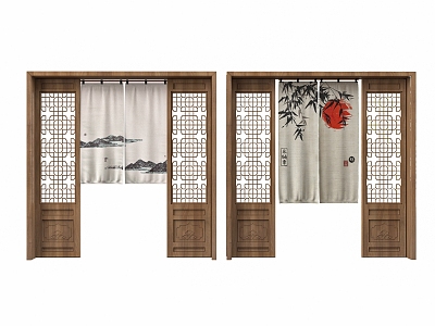 New Chinese Style Door Curtain 3d model