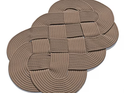 Stylish Brown Woven Circular Rugs with Textured Pattern for Interior Decor 3d model