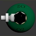Silver Gas Cylinder With Green Top And Pressure Control Valve