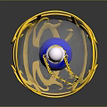 Medical Device With Transparent Bottle Blue Sphere Inside Yellow Support Structure And White Top Chain