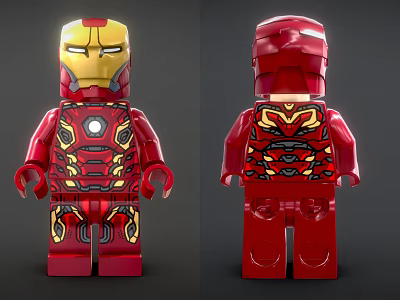 Iron Man Building Block Figure Front And Back View With Detailed Armor Design 3d model