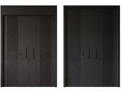 Matte Black Modern Security Door With Textured Panels And Secure Lock Design 3d model