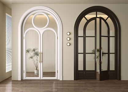 French American Style Door Glass Door Swing Door Wooden Door 3d model