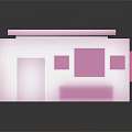 Cartoon Style Living Room With Pink Walls Red Chair Sofa Coffee Table And Wooden Floor