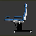 Comfortable Blue Upholstered Furniture Chair With Armrests Wheels And Seat Cushion