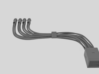 Durable Multi Plug Connector With Multiple Cables And Square Connector Body 3d model