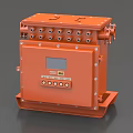 Orange Industrial Control Box With Multiple Ports Control Buttons And Display Screen 3d model