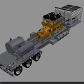 Heavy Duty Engineering Trailer Featuring Yellow Engine Black Cylindrical Components Solar Panels And Gray Base