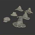 Different Styles of Silver Metal Hats with Wide Brim and Round Top for Daily Use