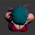 Game And Movie Character Featuring Blue Purple Gradient Hair Black Headphones And Red Tank Top