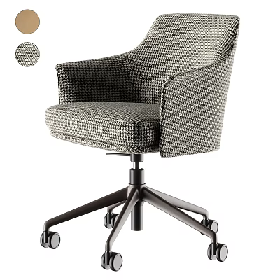 Modern Office Chair With Checkerboard Pattern Armrests And Swivel Base Wheels 3d model