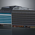Modern Commercial Building With Glass Facade Retail Shops And Irregular Roof Design