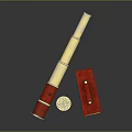 Vintage Red Gold Commercial Telescope Equipment With Decorative Box And Badge