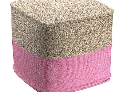 Two Tone Woven Ottoman With Natural And Pink Color Design For Living Room 3d model